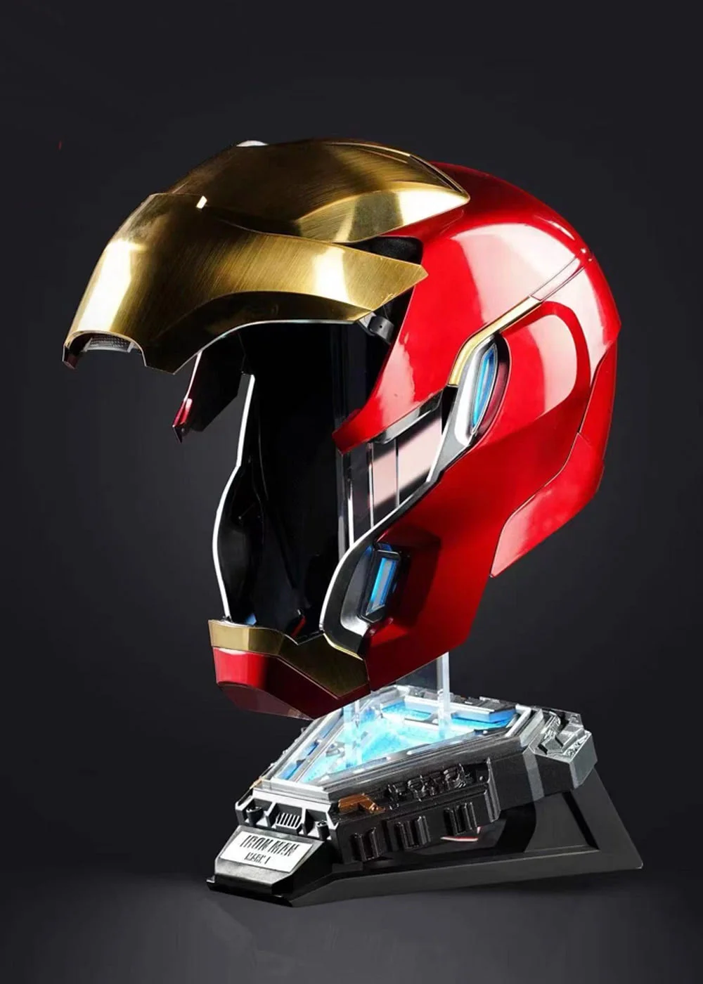 Iron Man MK50 helmet, motorized faceplate open